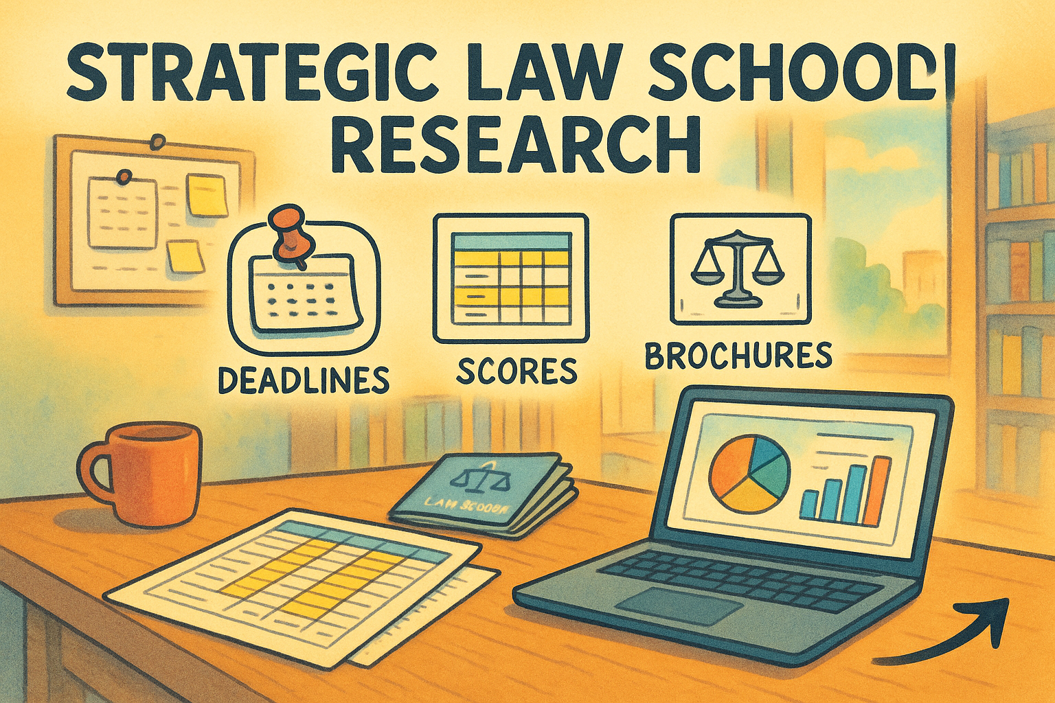 Desk with law school research