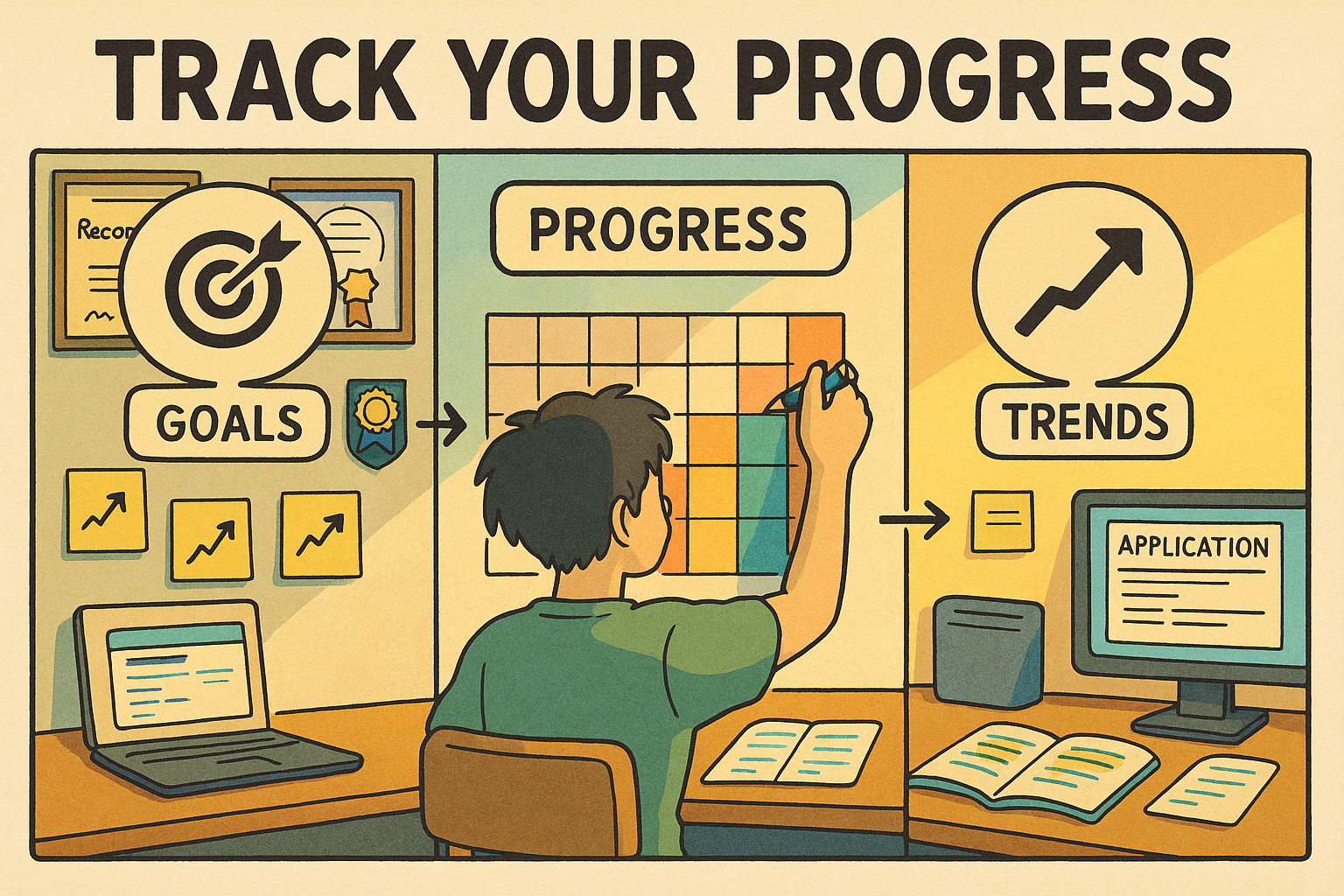 student marking growth on progress chart
