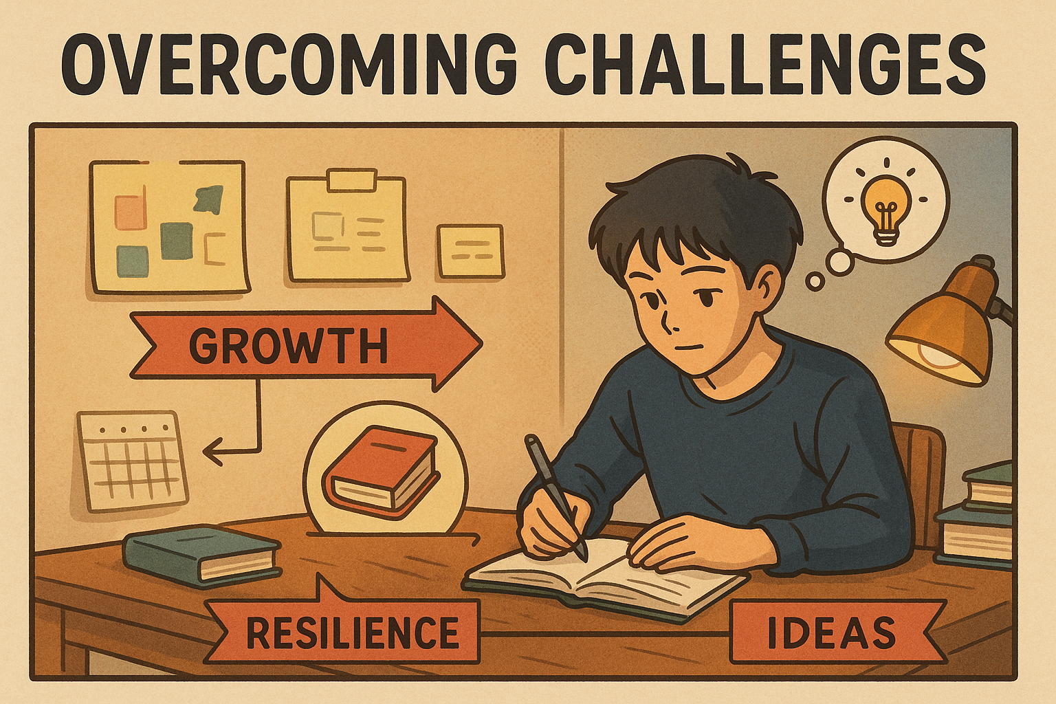 student reflecting with progress notes