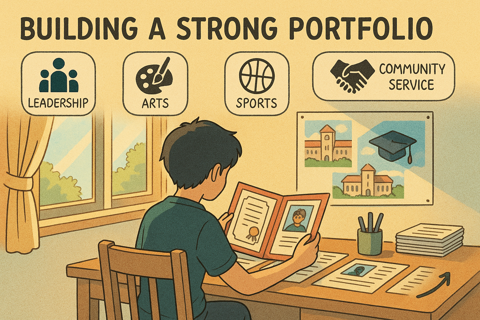 Student building achievement portfolio