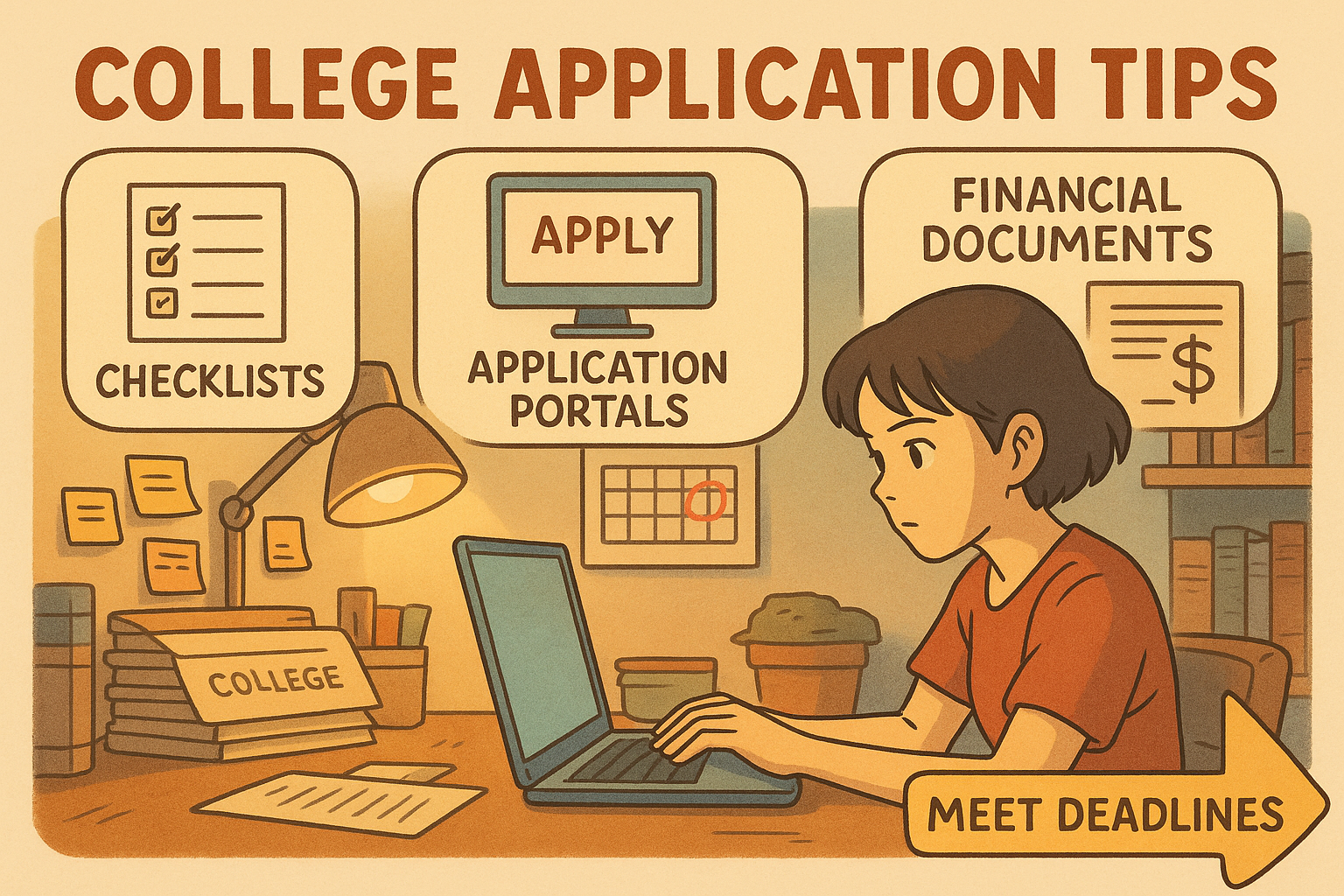 student with laptop and checklists