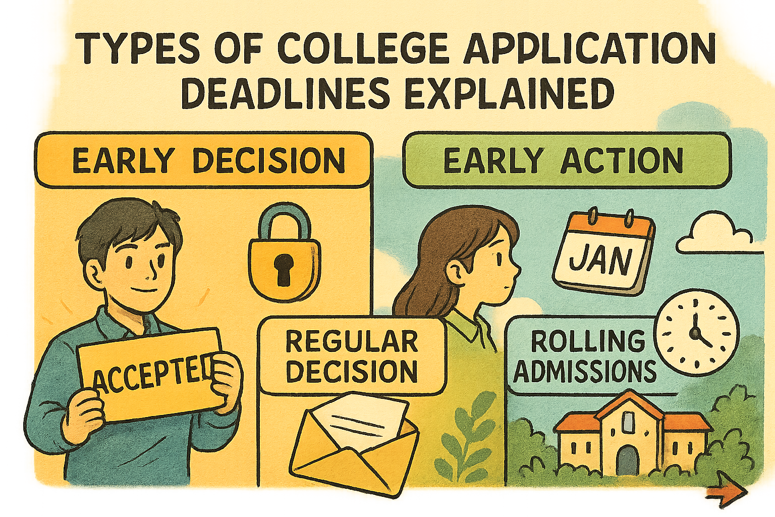 calendar showing college deadline options