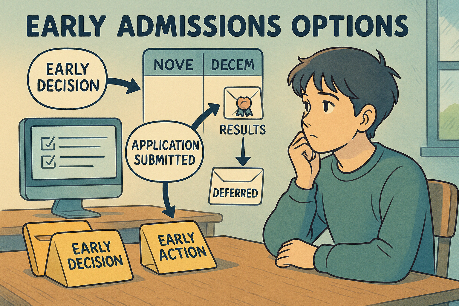 Student comparing college application strategies