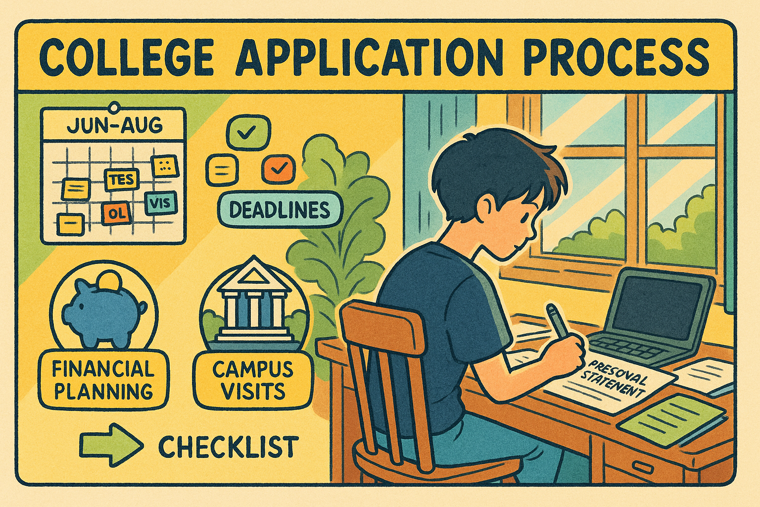Student preparing applications in summer