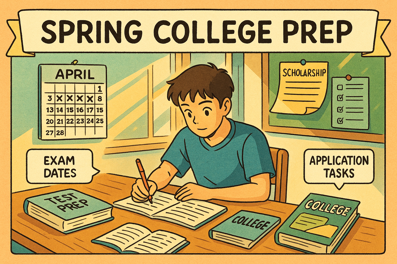 Student preparing for college exams