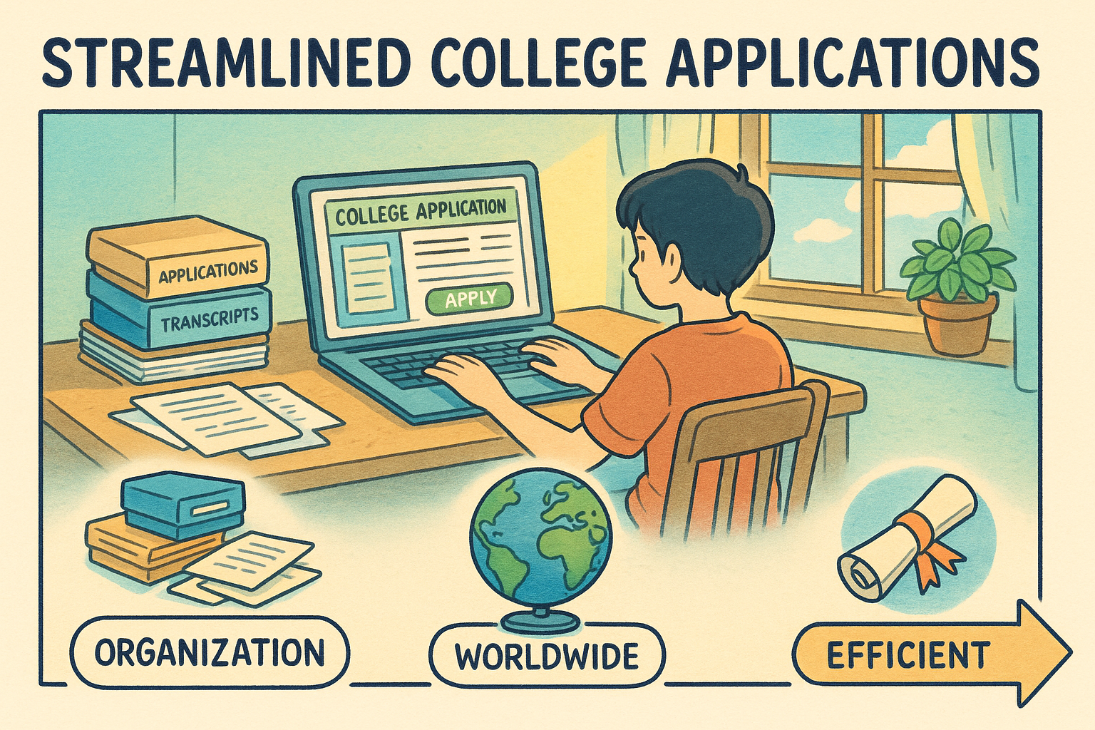 Organized student applying to colleges