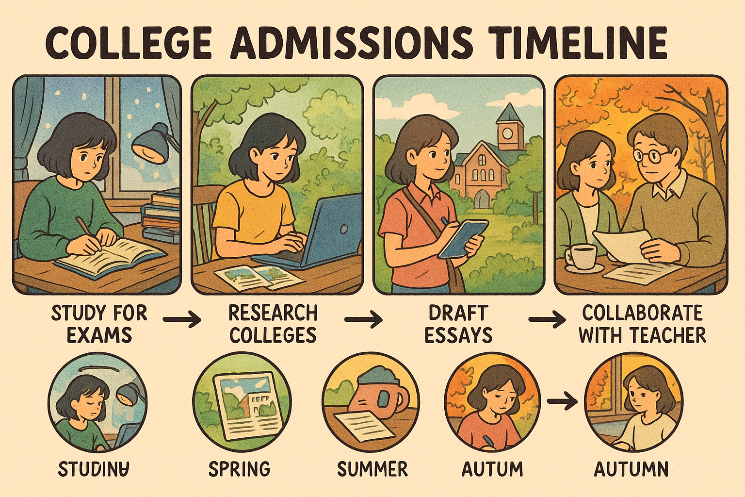 Student following application prep timeline