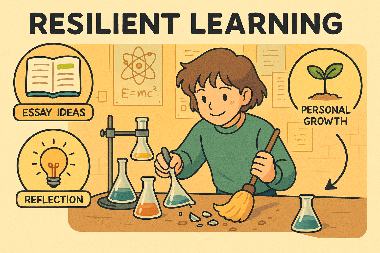 Student reflecting after experiment mishap
