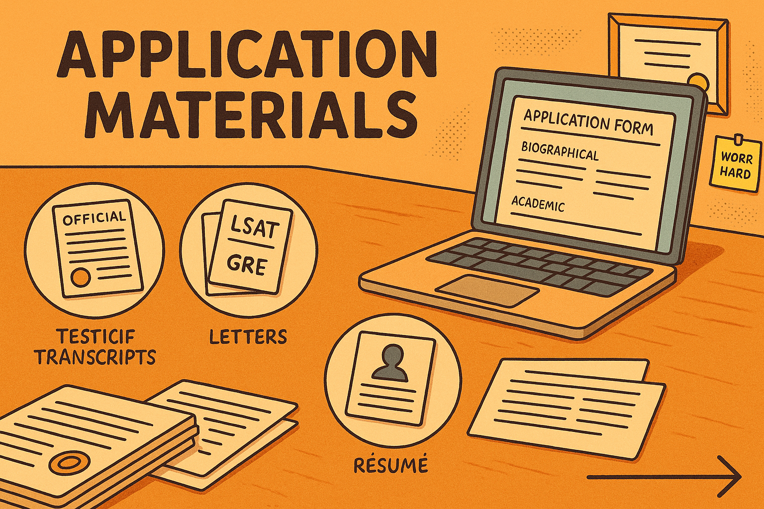 Neat desk with application documents