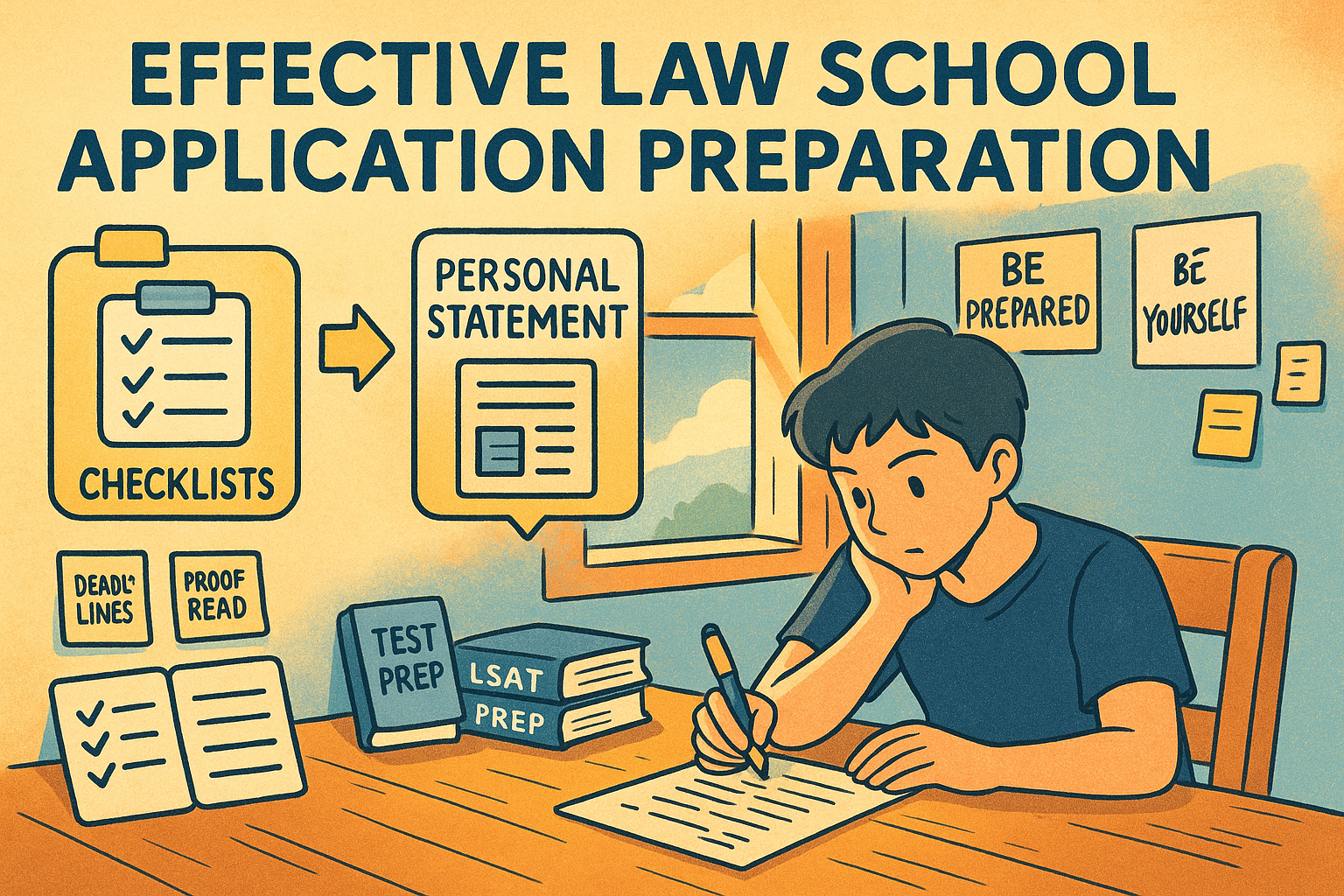 Organized law application prep desk