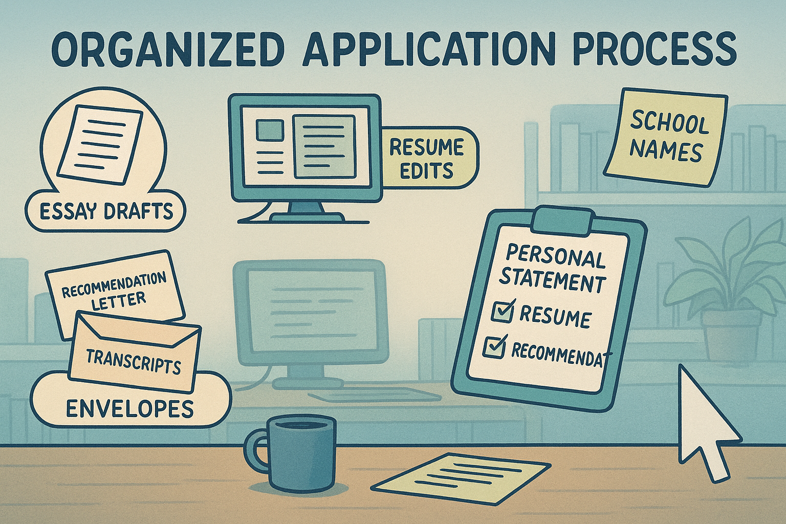 Writing law school application workspace