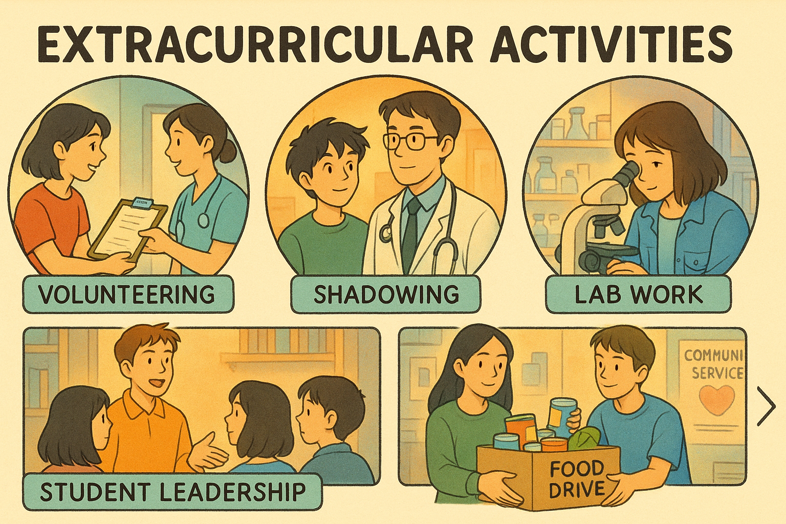 students in varied medical activities