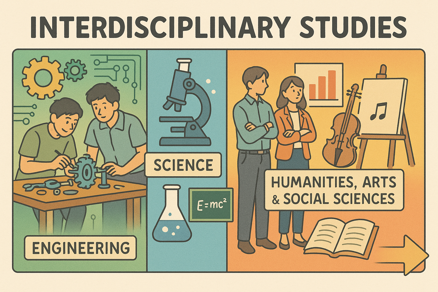 School disciplines illustrated collage