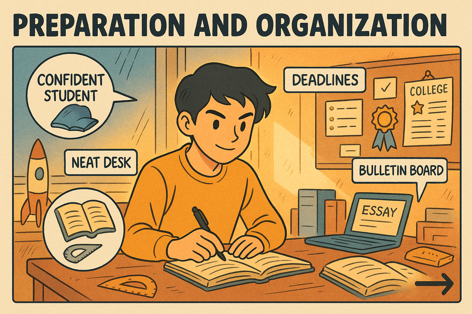 Student studying with checklist