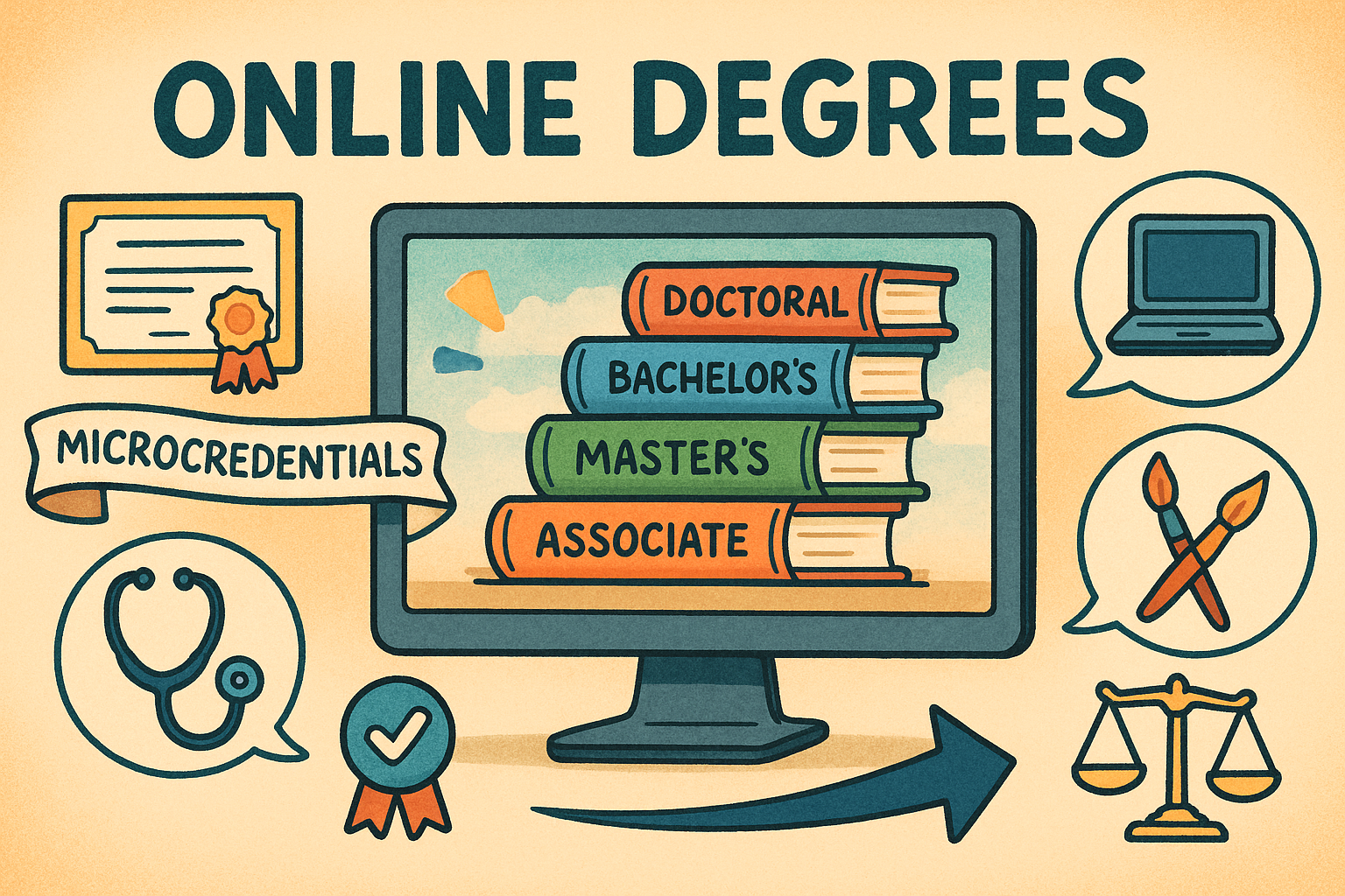 Online degree options visually represented