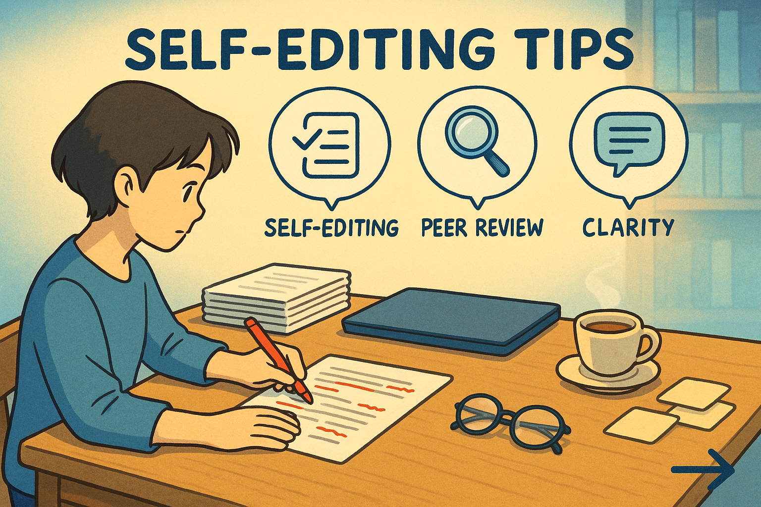 Editing personal statement at desk