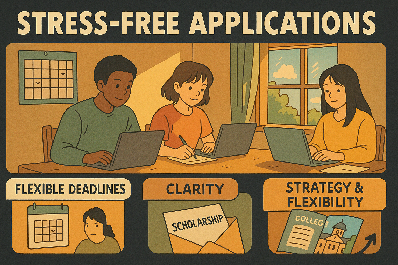 Students calmly working on applications