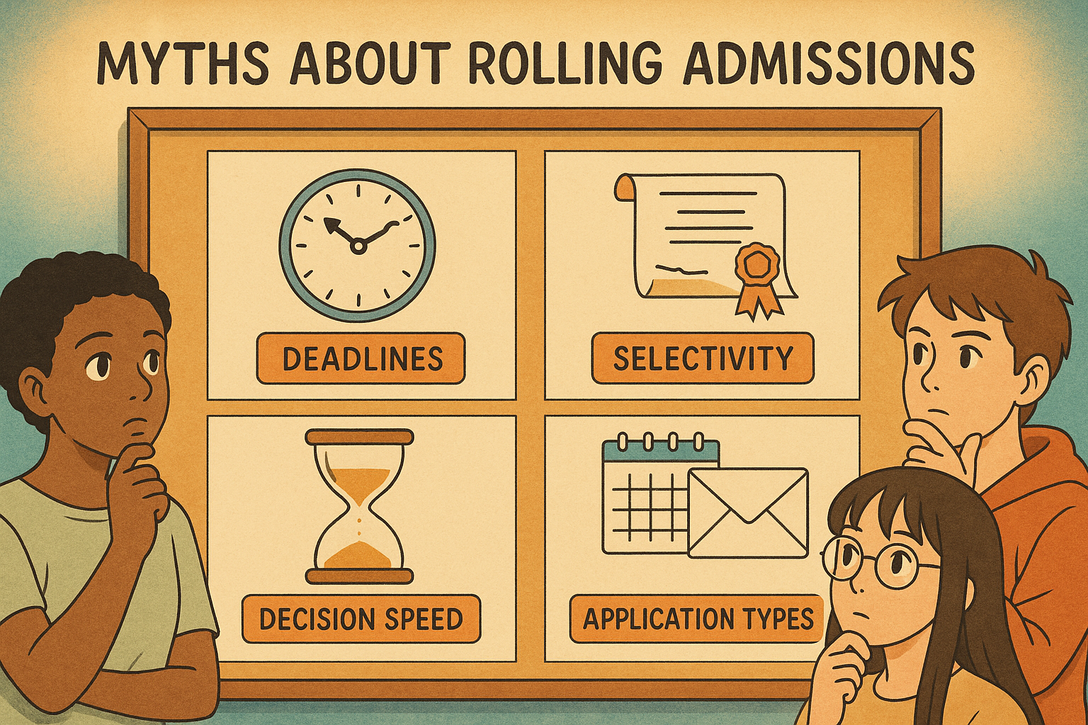 Bulletin board with illustrated myths