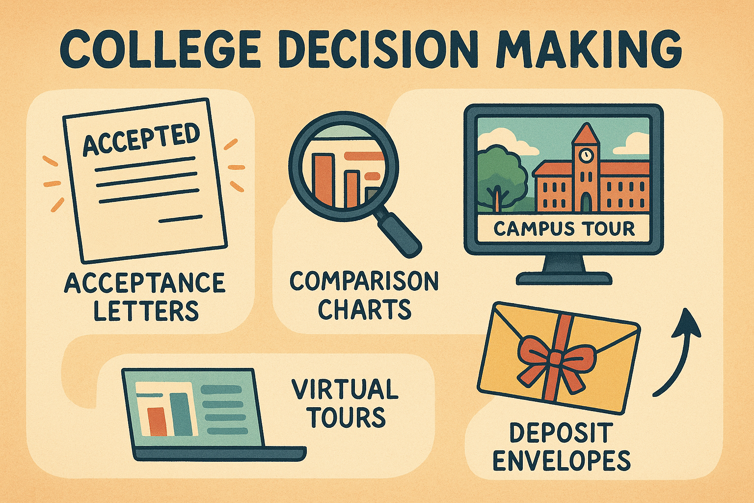 Family reviewing college acceptances