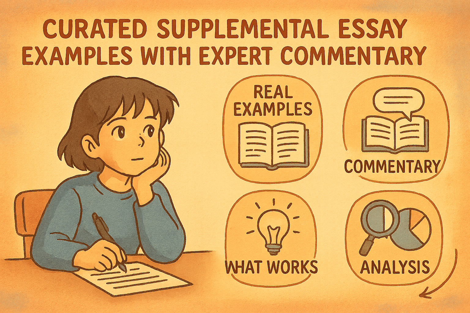 Students reviewing college essay samples