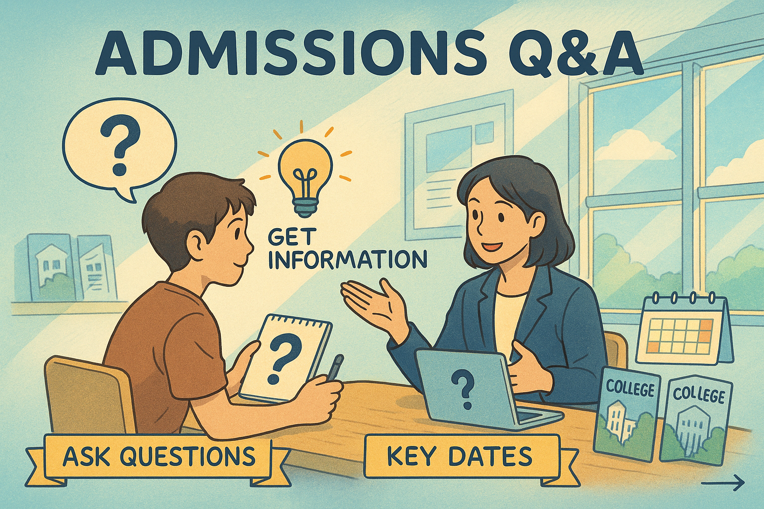 Student and counselor discuss questions
